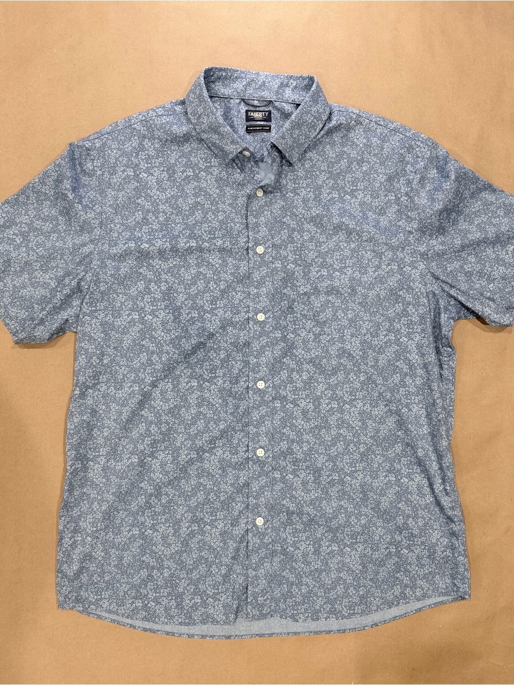 Faherty Reserve The Movement Shirt Men’s XL Blue Floral Short Sleeve Button Up